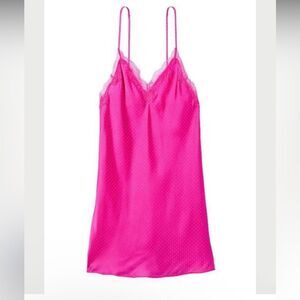 Victoria secret slip dress pink orange polka dot lingerie sexy vintage style